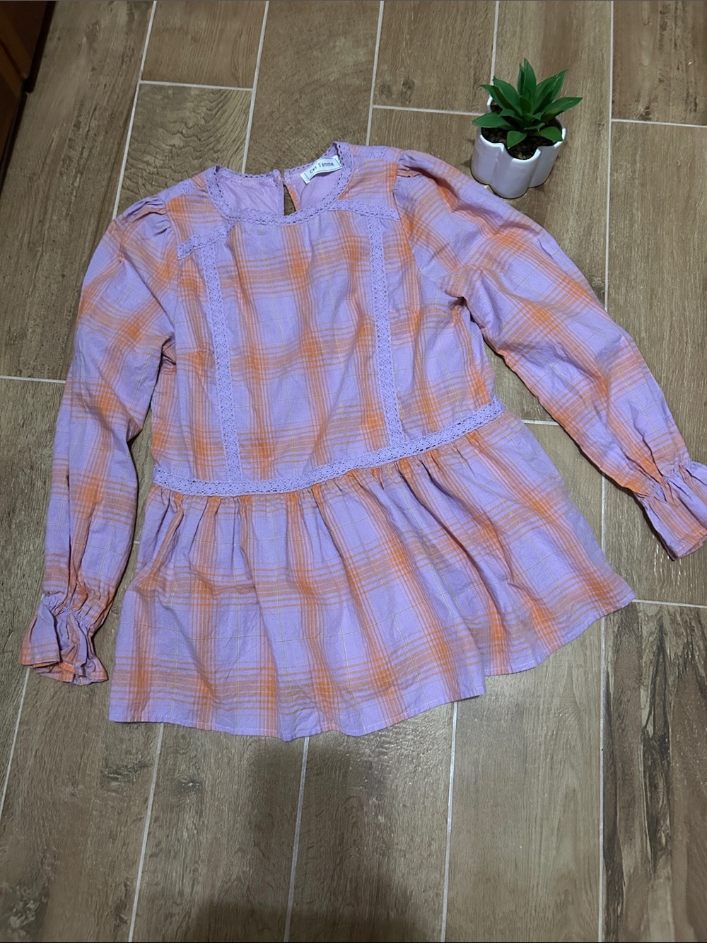 Ces Femme Plaid Top 💜🧡